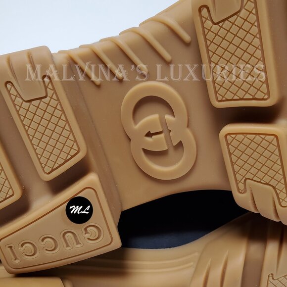 GUCCI MENS BOOTS ROMANCE CASY BLUE WOOL LEATHER LOGO LUG SOLE sz 9G 9.5 US - Picture 14 of 16